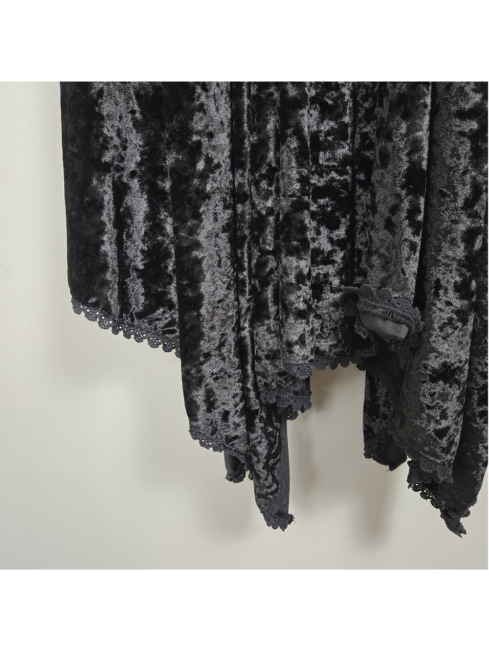 Hot Topic Crushed Velvet Witchy Corset Dress Medium Black Hanky Hem Whimsigoth - Picture 5 of 9